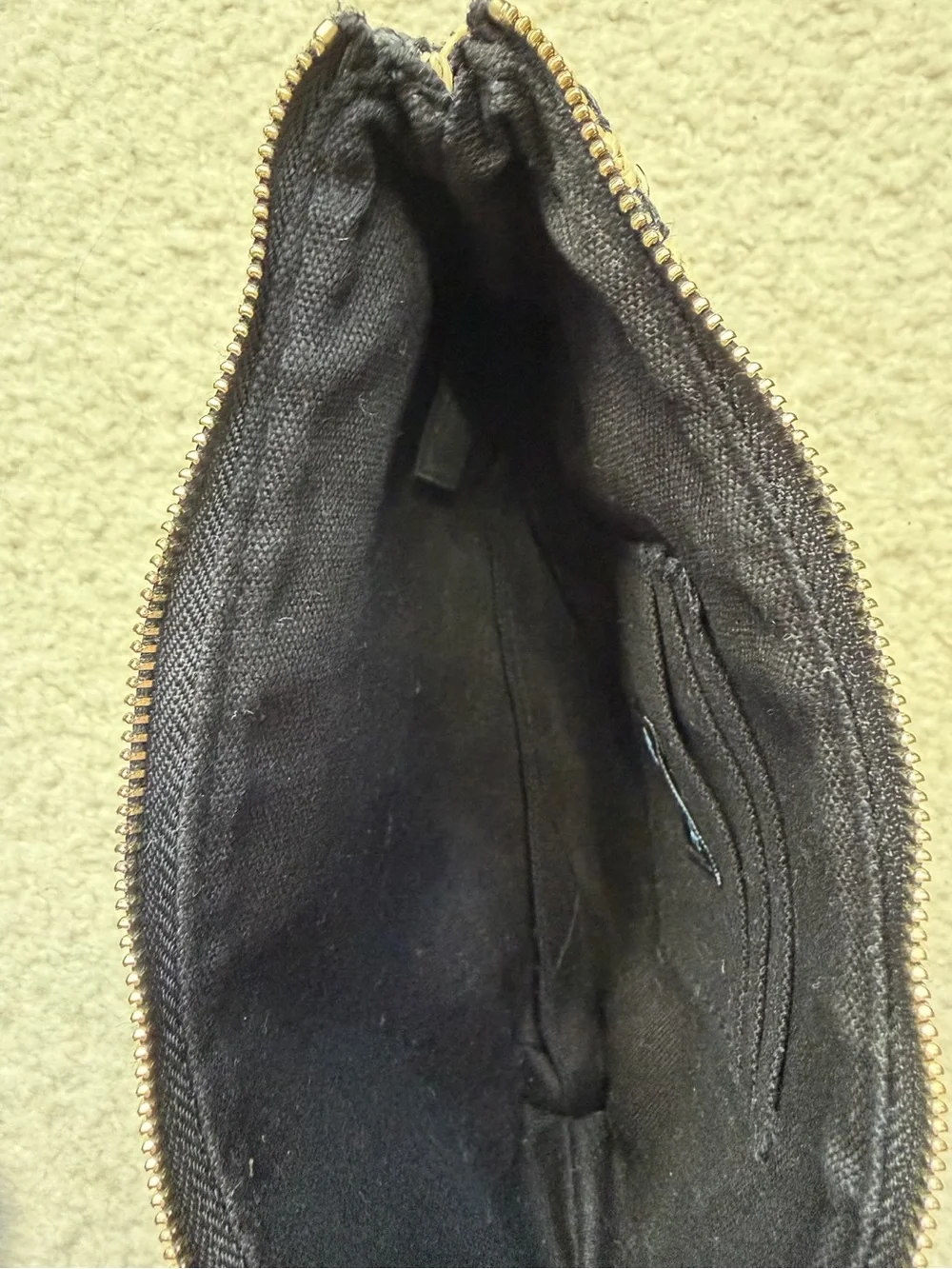 Madewell Black & Cream Striped Canvas Zip Pouch Clutch Wristlet